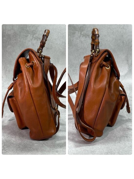 Gucci Backpack Bamboo Brown Leather